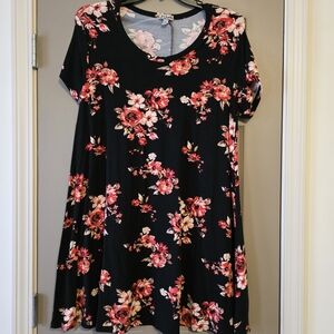 J for Justify Black and Pink Floral Midi Dress